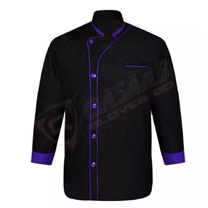 Abrigo de Chef negro de algodón de tamaño personalizado para hoteles Chaqueta de Chef de hombre de alta calidad Restaurante-Uniforme Cocina-Abrigos de Chef de cocina - Product Image 1