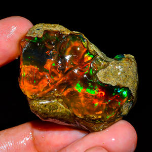 Pierre précieuse brute d'opale éthiopienne, opale de feu Welo, pierre précieuse d'opale naturelle, pierre précieuse en vrac, opale éthiopienne brute, 81 Ct. R-203 - Product Image 3