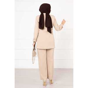 Traje de Chaqueta Beige con Lazos Laterales, Diseño Elegante para Mujer de Oficina, para Verano - Product Image 4
