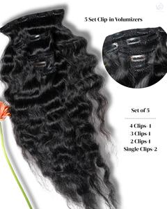 3 jeux de volumateurs de cheveux non traités Remy à clipser cheveux indiens à double extrémité sans enchevêtrement pour B2B vente en gros exportation 100g poids - Product Image 2