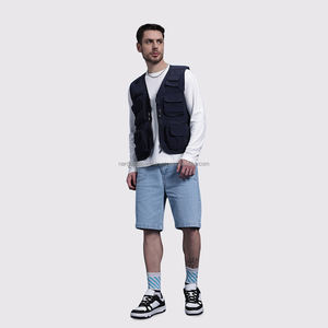 Nardon Apparel Personnalisé de Haute Qualité Bleu Clair Vintage Lavé Solide 100% Polyester Séchage Rapide Anti-Uv Hommes Été Droit Mi - Product Image 1