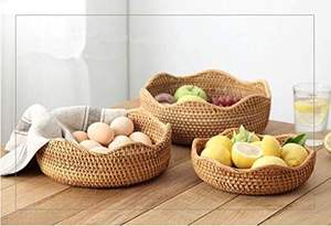 Rattan Bread Basket Handwoven Natural Serving & Storage Basket for Bread <b>Rolls</b> and Pastries - Product Image 3