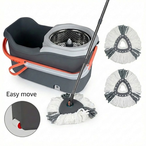 HOLAMOPA מגב מסתובב 360 מעלות בעיצוב חדש, עם ידית מתקפלת, סחיטה ניתקת ודלי קסם לעבודות בית - Product Image 1
