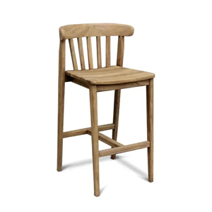 Chaise de bar en bois massif avec dossier, finition naturelle, pour îlot de cuisine, café, bar et restaurant - Product Image 2