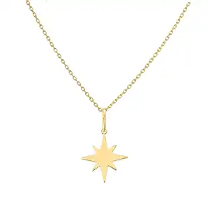 925 Sterling Silver Plain Star Bust Yellow Gold Plated Sterling Silver Star Pendent Fashion Jewelry Necklaces