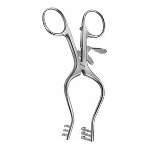 WULLSTEIN-Source d'alimentation manuelle, écarteur adson coudé de 125mm, 5 pouces, 3x3 dents, instruments chirurgicaux vétérinaires en acier émoussé - Product Image 3