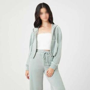 Conjunto Deportivo de Dos Piezas para Mujer, Sudadera con Capucha Corta y Cordón Ajustable en el Dobladillo, Estilo Informal - Product Image 6