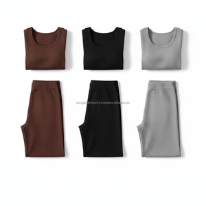 Ensemble de sport côtelé sans couture pour femme, coupe épaules dénudées, personnalisable avec logo, séchage rapide et respirant, vente en gros - Product Image 4