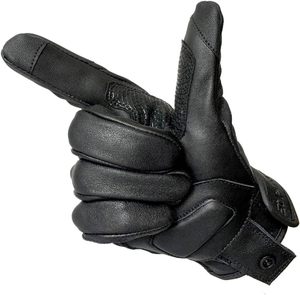 Guantes de Motocicleta de Cuero de Piel de Cabra, Medios Dedos, Negros, Pantalla Táctil, Sin Perforaciones, Suministro al por Mayor - Product Image 1