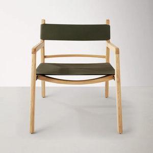 Handmade Solid Teak Wood <b>Lounge</b> <b>Chair</b> with Leather Seat and Backrest for <b>Indoor</b> and Outdoor Use in Living Room - Product Image 2