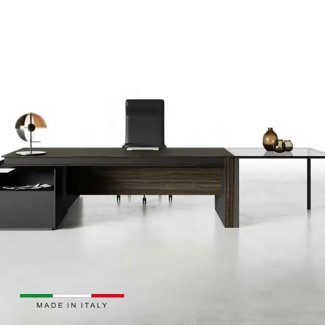 उच्च गुणवत्ता के साथ लकड़ी इतालवी डिजाइन कार्यकारी डेस्क पक्ष कैबिनेट और undertop दराज बड़ी मेज राष्ट्रपति