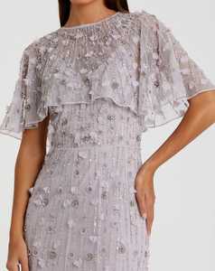 Elegante Vestido de Fiesta de Noche con Lentejuelas y Cuentas de Licra, Sin Mangas, Silueta de Trompeta/Sirena, Estampado Floral - Product Image 5