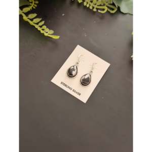 Boucles d'oreilles pendantes en argent sterling Navajo White Buffalo, forme goutte d'eau, avec perle, diamant et topaze, pour mariages, fêtes, tendance - Product Image 3