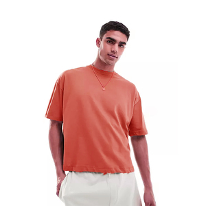 Col rond décontracté léger coton bio coupe ample t-shirts lavables en machine style surdimensionné t-shirts pour hommes vêtements quotidiens - Product Image 4