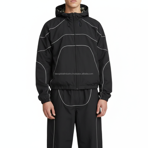 Conjunto Deportivo para Hombre, Primavera, Ligero, con Ribete Reflectante, Chaqueta Cortavientos con Capucha y Pantalones, Ropa Deportiva Urbana, Personalizable - Product Image 3