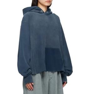 Sweat à capuche oversize personnalisé brodé pour femme, respirant, de haute qualité, à ourlet brut, épais, décontracté, pour l'hiver - Product Image 4