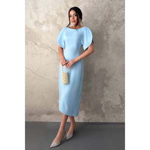 Vestido Largo Azul de Satén - Azul - Product Image 2