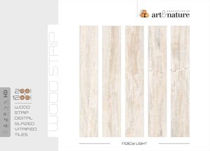 Carrelage de sol léger Carrelage aspect bois rustique Porcelaine émaillée noyer gris 200x1200mm Design graphique Carrelages d'intérieur Texture bois - Product Image 3