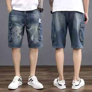 Wholesale Best Selling <b>Men's</b> Casual Denim Shorts <b>Men's</b> Loose Straight Leg Summer Style Wash Cropped Shorts OEM <b>MEN</b> - Product Image 5