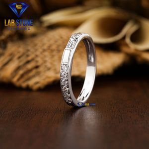 0.303 TDW Baguette y anillo de diamante de corte redondo 18K oro blanco Pave ajuste anillo Cvd/Hpht Diamond Lab Stone - Product Image 5