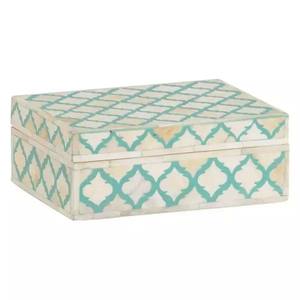 Cajas de Madera y Hueso, Amplia Gama de Cajas Decorativas Indias de Madera y Hueso con Diseño en Zigzag Verde para Decoración del Hogar - Product Image 4