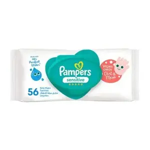 Toallitas húmedas Pampers Sensitive, a base de agua, hipoalergénicas y sin perfume, 2 paquetes con tapa abatible para ventas globales - Product Image 5