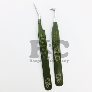 Pinzas Profesionales de Acero Inoxidable para Extensión de Pestañas, Diseño Hello Kitty, Puntas Serradas, Logotipo Personalizado de Visón, Color Personalizado - Product Image 1