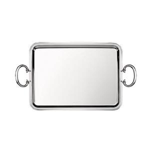 Plateau de service de haute qualité utilisation de cadeau de mariage en aluminium métal argent fini meilleur design plateau de service avec poignée face - Product Image 3