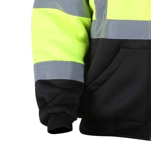 Custom Winter Hi Vis <b>Reflective</b> Safety Work Zip-up Hoodie for Men Long Sleeve Security Jackets with Front Logo Canvas <b>Material</b> - Product Image 5