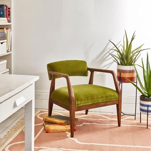 Fauteuil Payne en bois de teck massif de haute qualité avec velours vert olive adapté à une utilisation intérieure ou extérieure. - Product Image 6