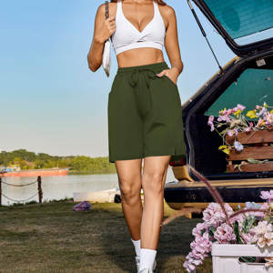 Bermudas de mujer de tela de algodón de alta calidad, pantalones cortos de yoga largos cómodos para correr holgados atléticos con bolsillos - Product Image 4
