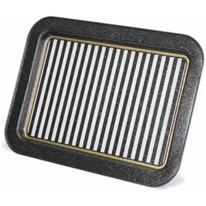 310x430mm Élégant Décoratif Métal Rectangulaire Plateau Noir Blanc Ligne Design Antique Moderne Styles Fantaisie Verre Doux Décor À La Maison - Product Image 2