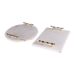 Hot Selling Eco-Friendly Commercial Grade Decorative Marble <b>Tray</b> Handmade Design Snacks Dessert Server <b>Dinner</b> Party Use - Product Image 1