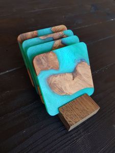 Posavasos de madera de diseño atractivo con soporte Posavasos de madera de acacia natural cuadrado para mesa de centro para exportación a precio económico - Product Image 6