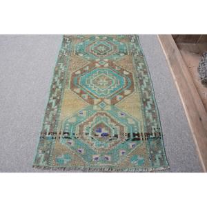 Alfombra Turca Vintage de 1.6x2.6 pies, Alfombra Pequeña, Alfombra de Lana Azul - Product Image 2