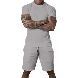 Ensemble t-shirt et short de survêtement à manches courtes pour hommes de haute qualité 2 poches respirant et confortable - Product Image 6