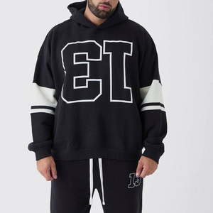 Pulls en molleton pour hommes en gros, sweats à capuche d'hiver 100 % coton de haute qualité, imprimés sur mesure, motif uni, poche, coupe oversize, OEM - Product Image 2