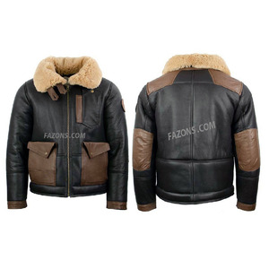 <b>Men</b> B3 Flying Shearling Aviator Leather <b>Jacket</b> Vintage Bomber Real Sheepskin <b>Sherpa</b> Lined Eco-Friendly Fashion Casual Biker OEM - Product Image 1
