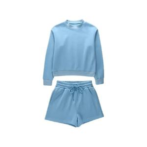 Conjuntos de 2 piezas para mujer, pantalones cortos lisos informales 2025 para mujer europea, camisa Premium 100% de algodón transparente con cuello redondo - Product Image 6