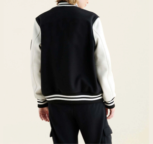 แจ็คเก็ตวาร์ซิตี้ผู้หญิงทรงโอเวอร์ไซส์ แจ็คเก็ตเบสบอลลำลอง แจ็คเก็ตบอมเบอร์สตรีทแวร์ แจ็คเก็ตเลตเตอร์แมน แฟชั่นเสื้อคลุมสำหรับสาวๆ ผู้หญิง - Product Image 5