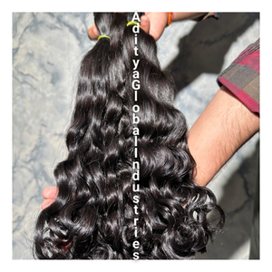 Venta al por mayor de mechones de pelo indio en bruto hinchable ondulado 100% Natural cabello humano en bruto extensión de paquete de pelo indio en bruto Remy - Product Image 2