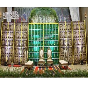 Cadres arrière traditionnels Rajwada pour mariage Mandap meilleurs cadres et panneaux de toile de fond de mariage Panneaux muraux arrière de conception antique - Product Image 1