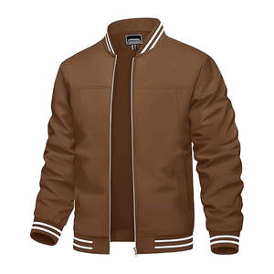 Chaqueta de bombardero con soporte bordado con diseño de Letterman informal Unisex, lona de invierno, ligera, a prueba de viento, con un solo botón, frontal OEM - Product Image 3