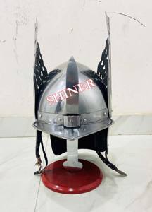 Casque de hussard ailé médiéval Zischagge de reconstitution historique, casque de hussard à queue de homard, casque Szyszak, polissage argenté, casque d'Halloween - Product Image 2