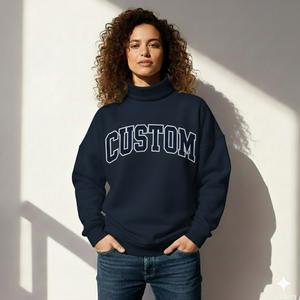 Pull en tricot pour femme, nouveau design, hiver, automne, couleur unie sur le devant, manches longues, col roulé surdimensionné, écologique - Product Image 1