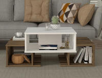 Table basse Sarafina moderne en bois de luxe exclusif, blanc noyer, 103 cm, meubles de salon, Dekorister-Trkiye Best