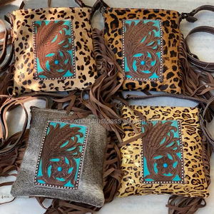 Sac à bandoulière en fourrure véritable, sac à main moyen avec franges, sac en cuir Western Cowgirl à la mode - Product Image 4