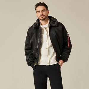 Blouson aviateur en toile chauffant professionnel personnalisé pour hommes avec logo à l'avant col montant style High Street pour l'hiver - Product Image 5