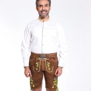 Authentique short en cuir bavarois Lederhosen traditionnel avec bretelles pour l'Oktoberfest et les célébrations bavaroises - Product Image 1