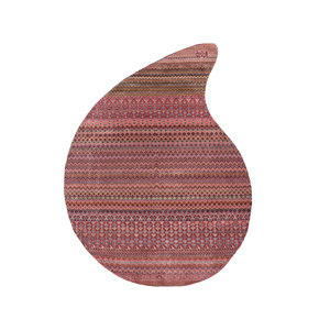 Alfombra Manchaha de Lana y Seda de Bambú con Patrón de Rayas Anudada a Mano en Rojo y Naranja - Para Uso Doméstico Les-6026 - Product Image 1